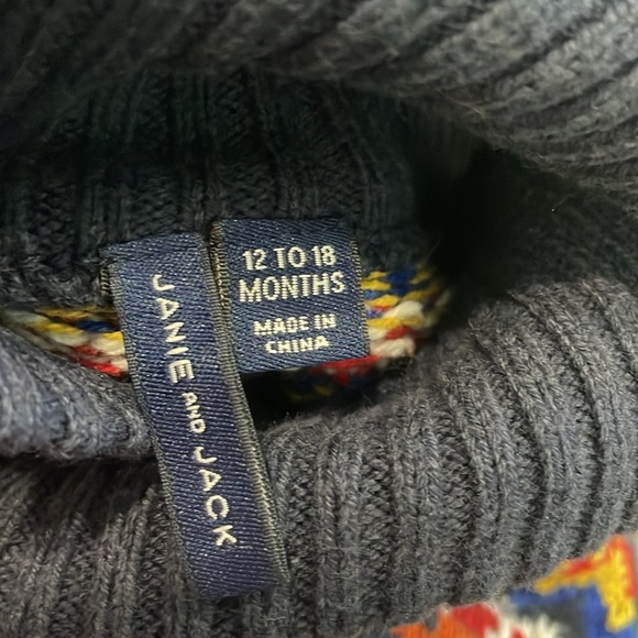 Janie and Jack Conner Navy Shawl Collar Fair Isle Sweater 12-18 months - Picture 9 of 10